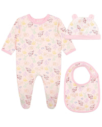 Ensemble pyjama & bavoir et bonnet en coton - Dragée
