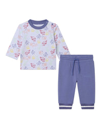 Cotton t-shirt and trousers set - Ciel