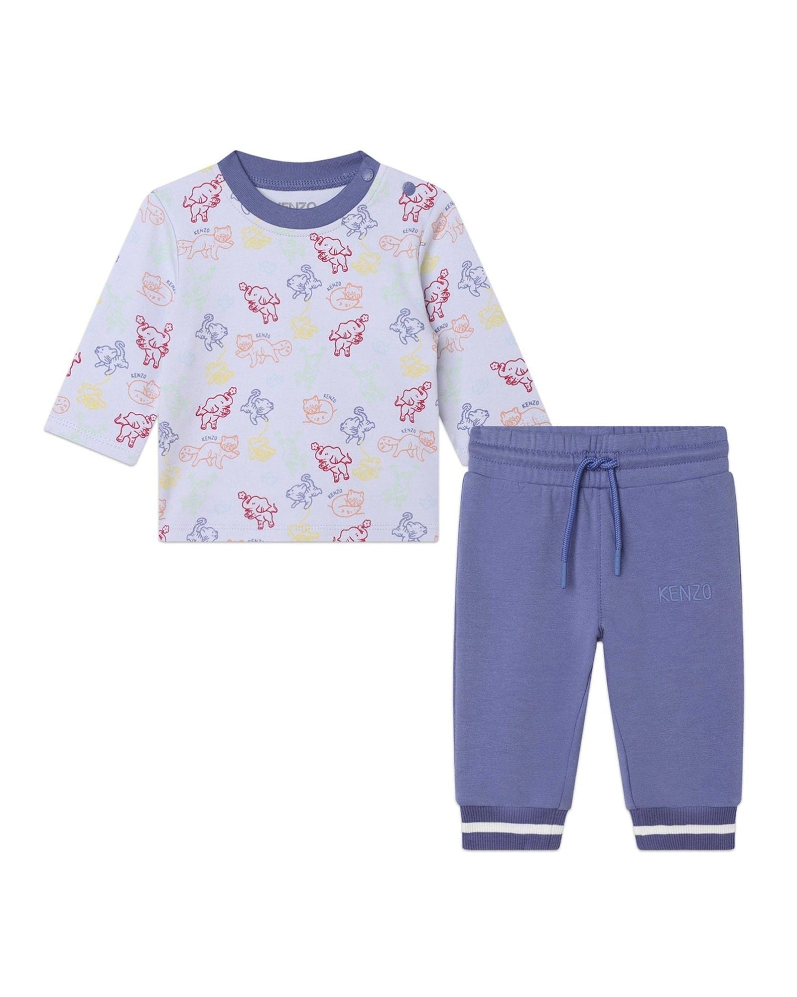 Cotton t-shirt and trousers set - Ciel