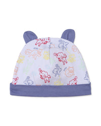 Ensemble pyjama & bavoir et bonnet en coton - Ciel