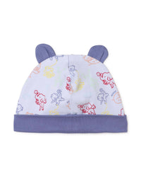 Ensemble pyjama & bavoir et bonnet en coton - Ciel