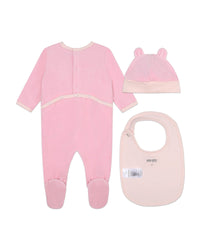 Cotton pyjama & bib and bonnet set - Magnolia