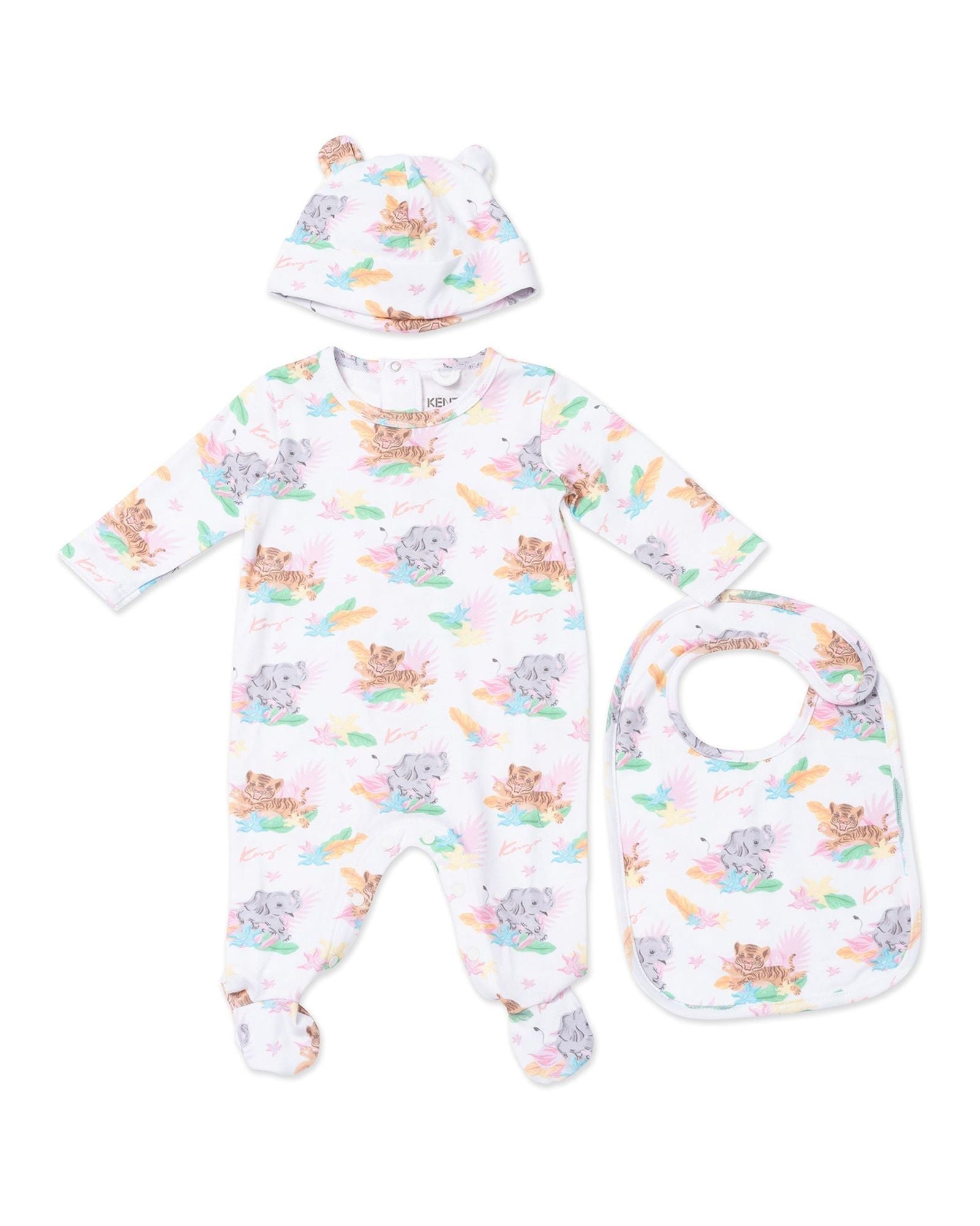 Ensemble pyjama bavoir et bonnet - Blanc cassé