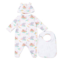Ensemble pyjama bavoir et bonnet - Blanc cassé