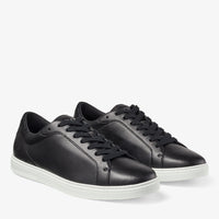 Kai low-top trainers in leather and croc-embossed leather - Black Intense