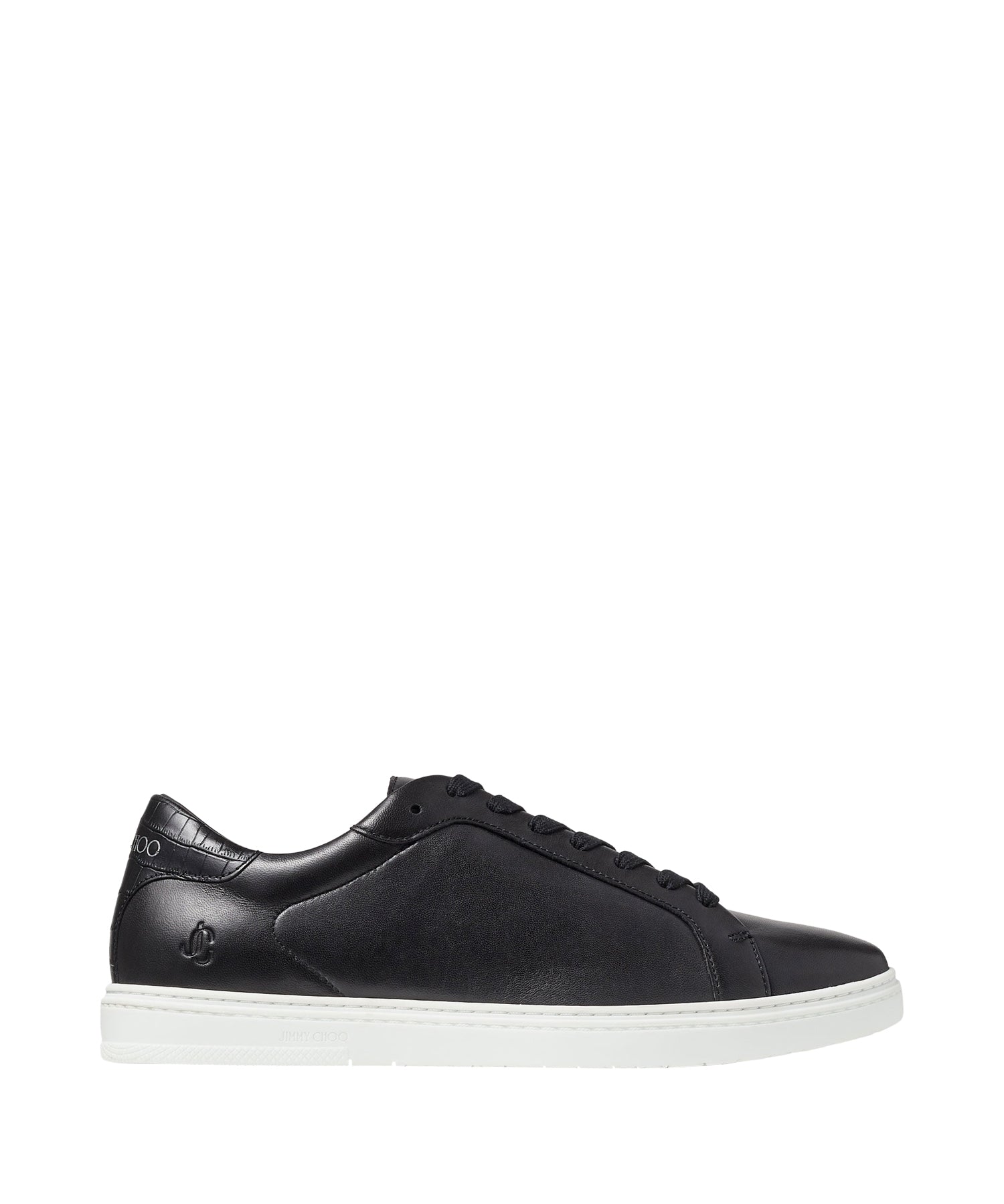 Kai low-top trainers in leather and croc-embossed leather - Black Intense