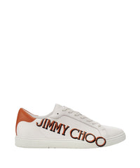 Kai leather trainers - White & Amber Orange
