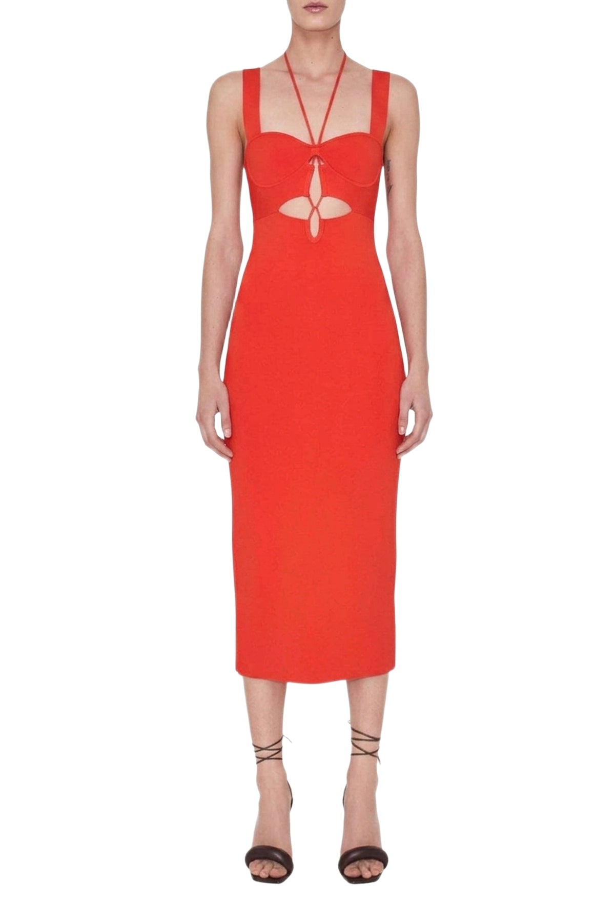 Robe midi Kali à fente - Coral