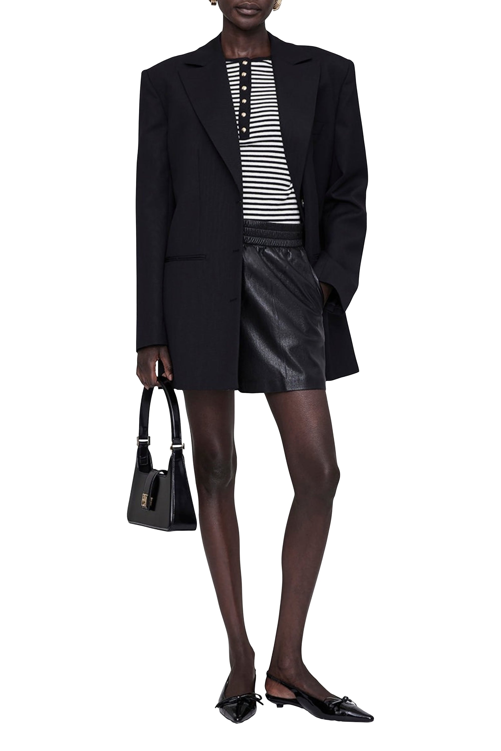 CARMEN SHORT - BLACK RECYCLED LEATHER