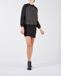 Robe Kim à manches en dentelle raglan - Black