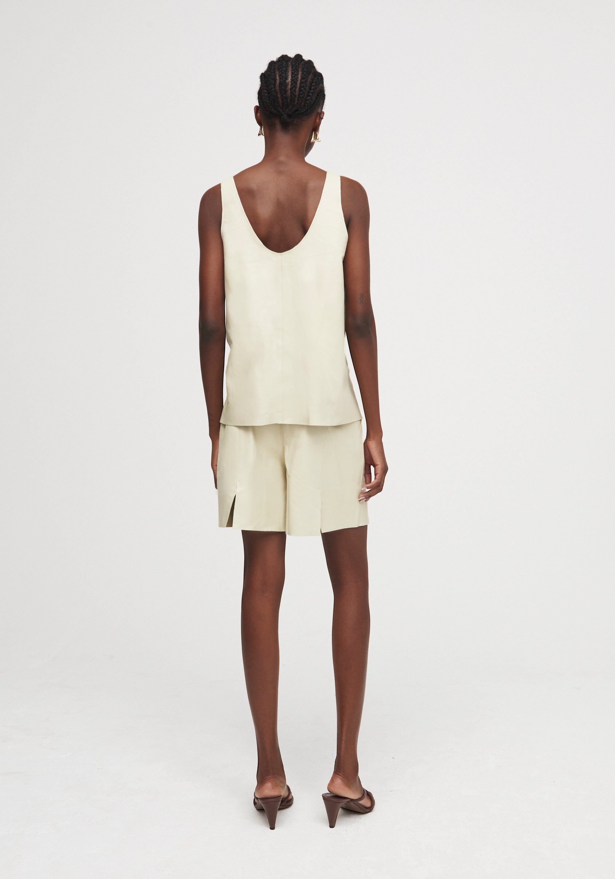 Débardeur Karim en cuir - Oyster