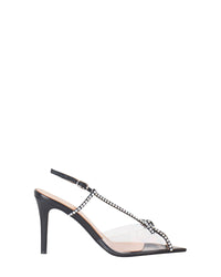 Sandales Kay 85 en cuir - Black & Silver Crystals
