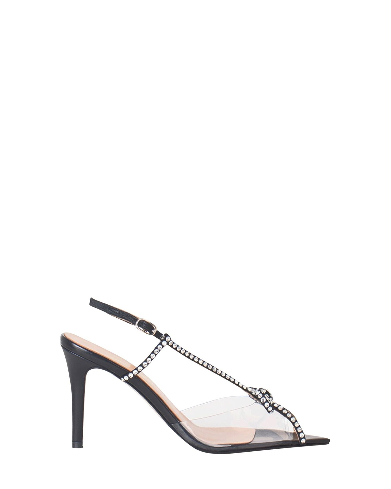 Sandales Kay 85 en cuir - Black & Silver Crystals