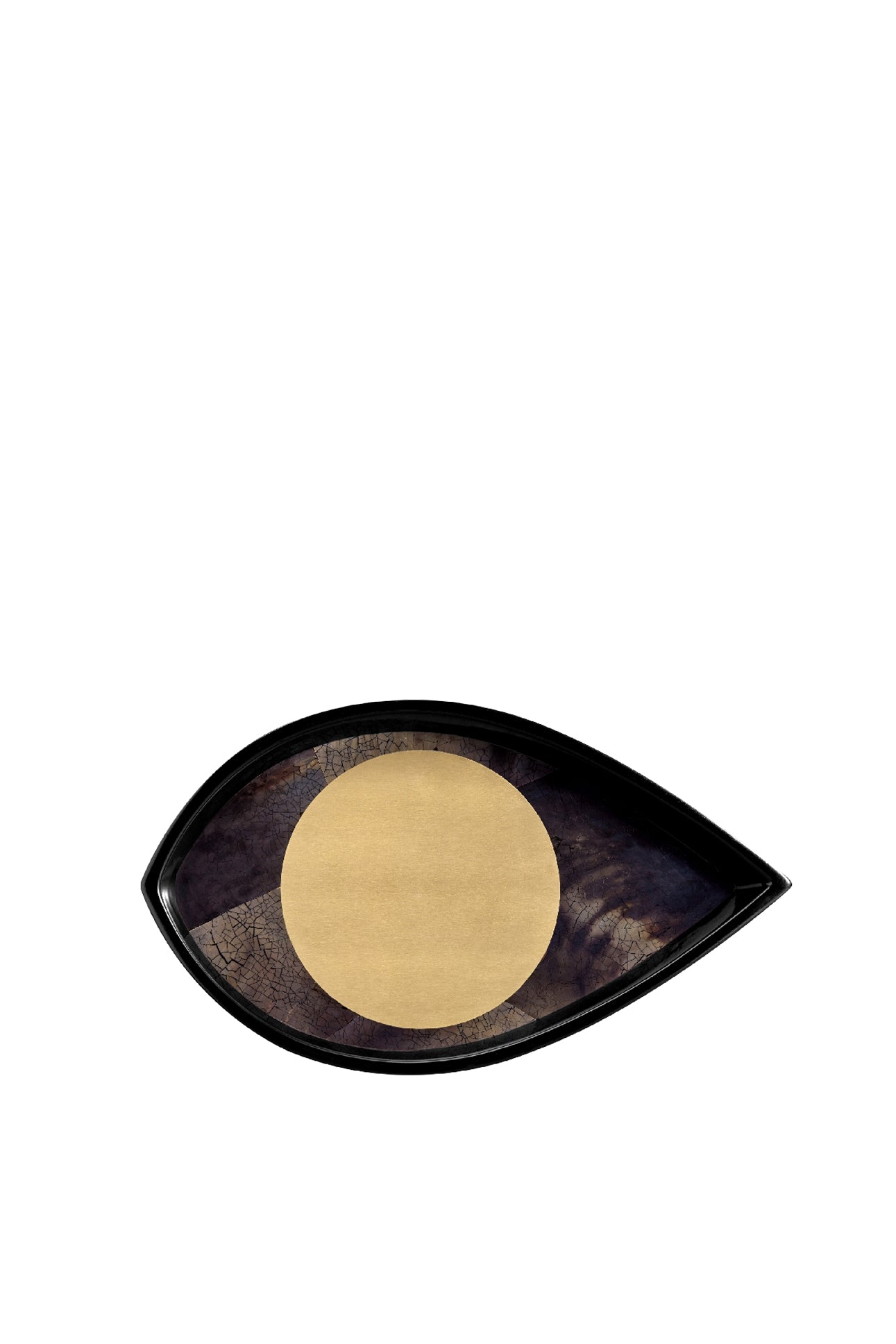 Kelly Behun Wide Eye tray in gold, brass and shells - Black & Gold