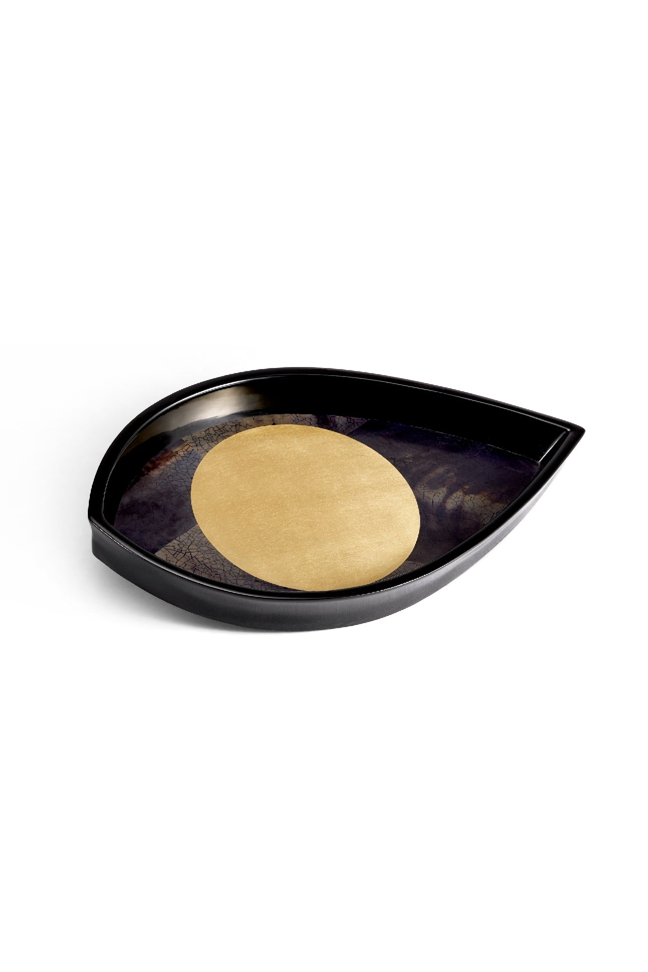 Plateau Kelly Behun Wide Eye en or, laiton et coquillages - Black & Gold
