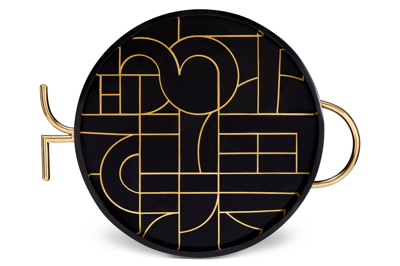 Plateau rond Circuit Kelly Behun - Noir & Or