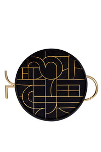 Plateau rond Circuit Kelly Behun en laiton - Noir & Or