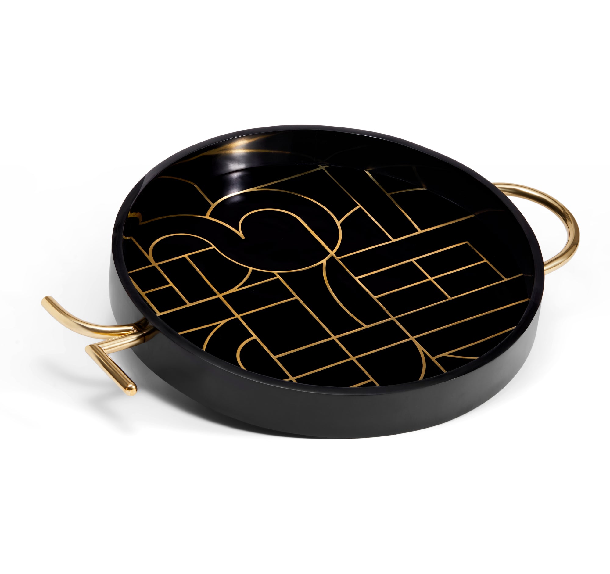 Plateau rond Circuit Kelly Behun - Noir & Or