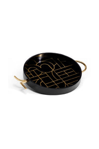 Plateau rond Circuit Kelly Behun en laiton - Noir & Or