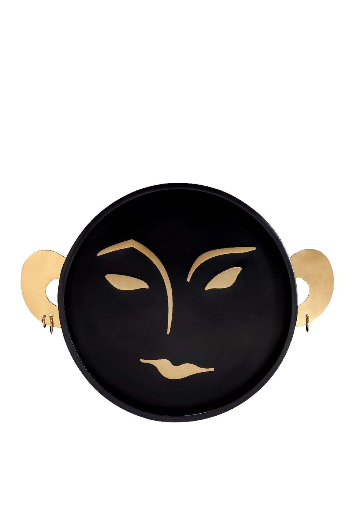 Plateau rond Henri Kelly Behun en laiton - Noir & Or