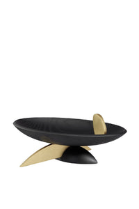 KELLY BEHUN LEAF OVAL BOWL ON STAND-BLACK