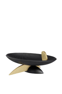 Oval oak bowl with brass Kelly Behun - Brown