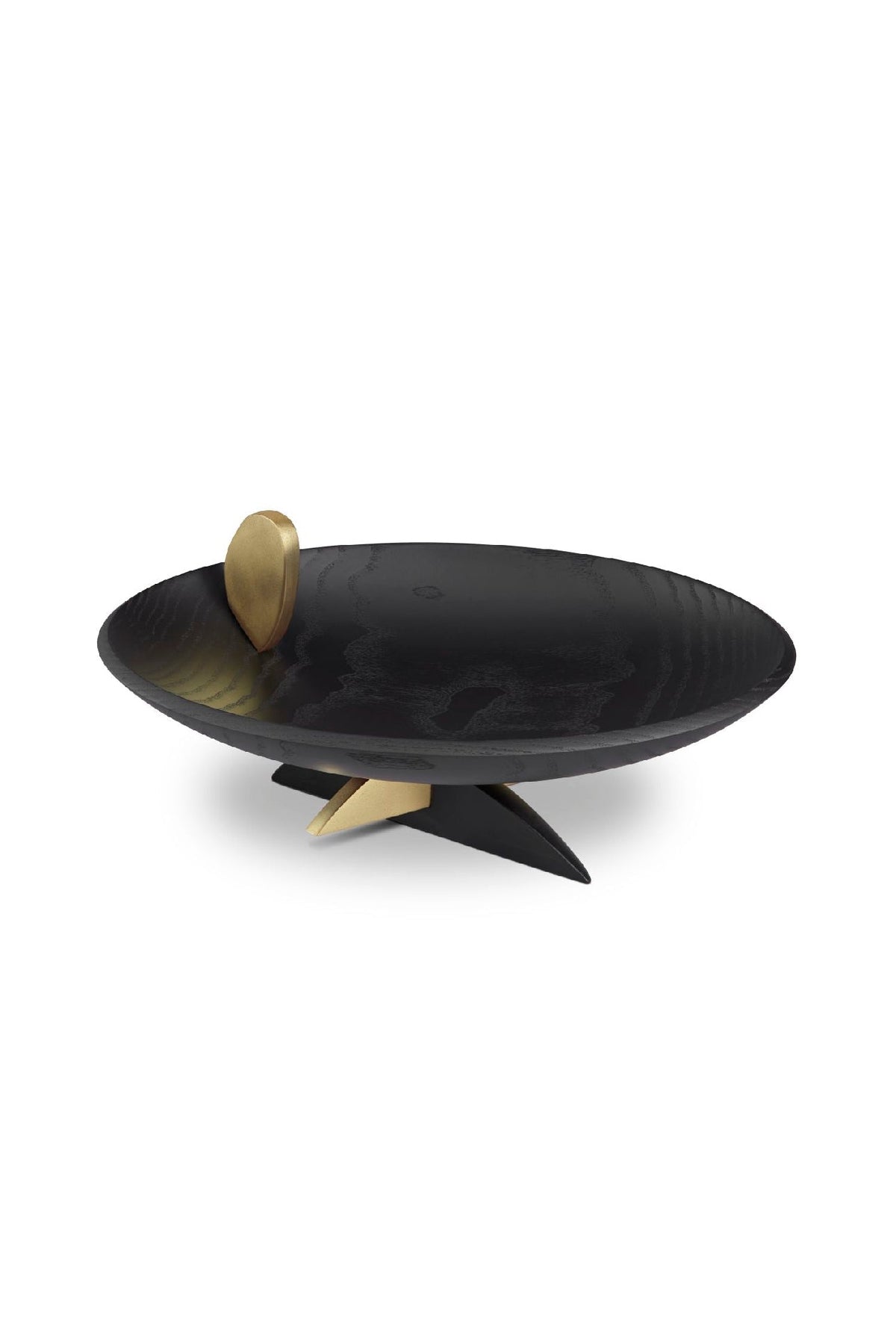 KELLY BEHUN LEAF OVAL BOWL ON STAND-BLACK