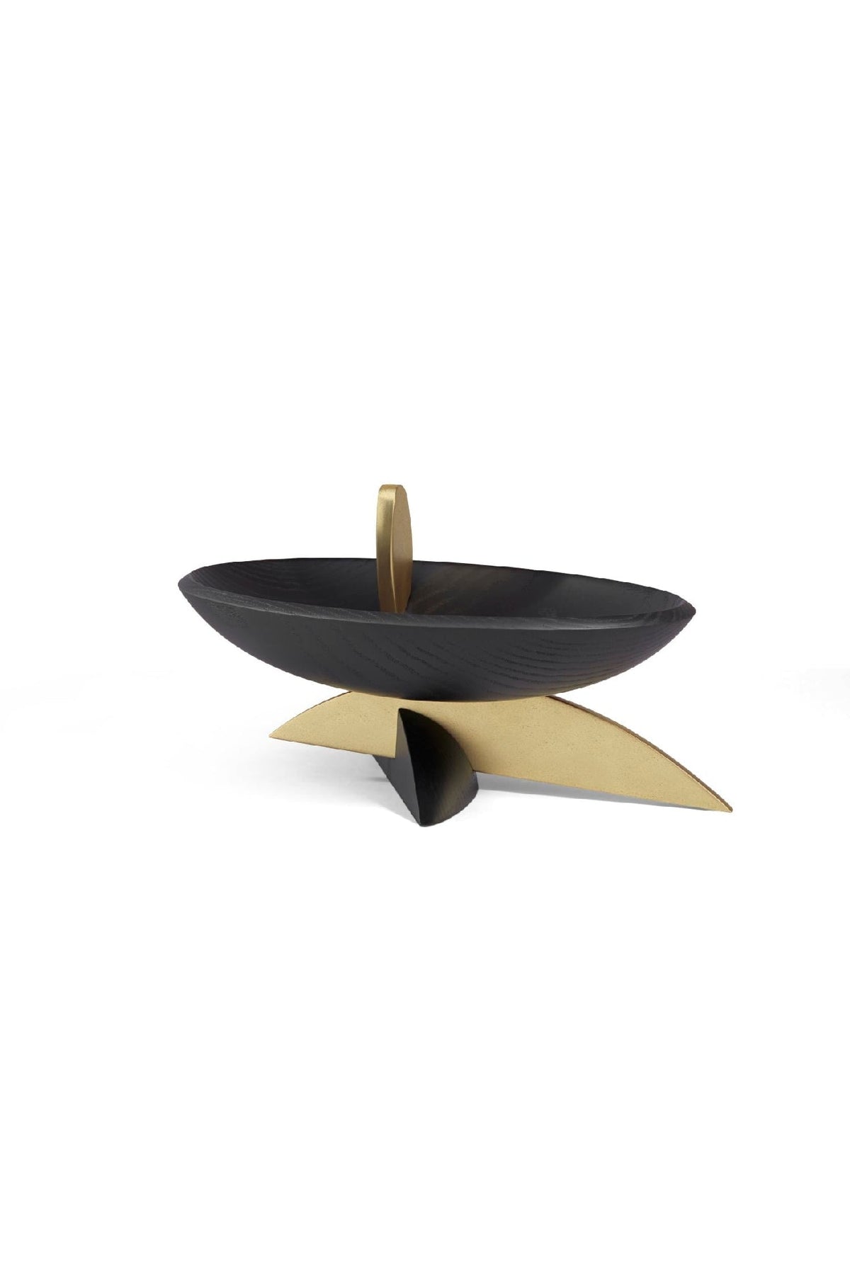 KELLY BEHUN LEAF OVAL BOWL ON STAND-BLACK