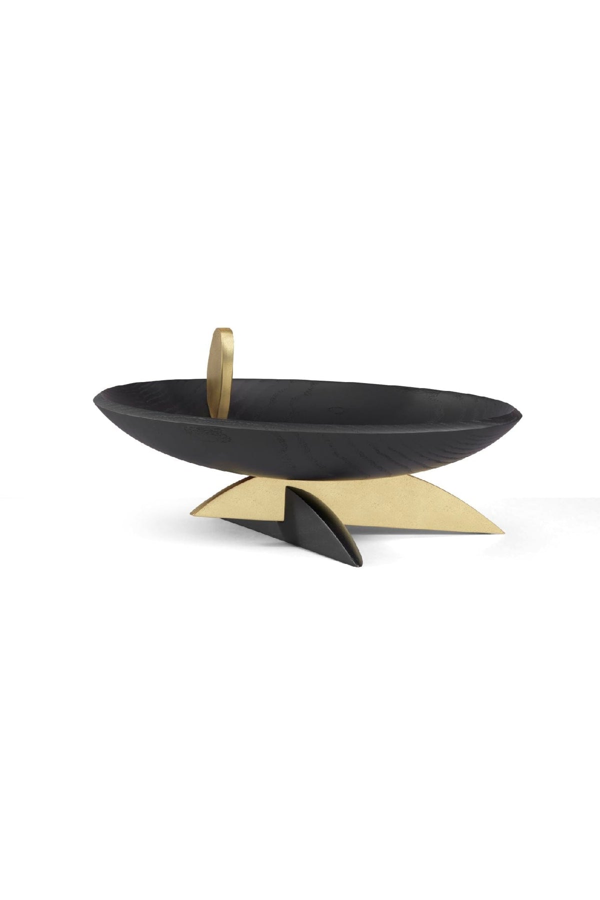 KELLY BEHUN LEAF OVAL BOWL ON STAND-BLACK