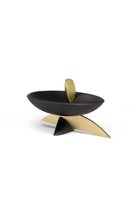 KELLY BEHUN LEAF OVAL BOWL ON STAND-BLACK