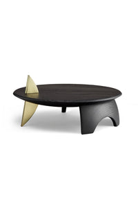 KELLY BEHUN LEAF FLAT PLATTER ON STAND-BLACK