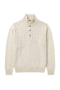 Chemise à col montant et manches longues avec boutons en cachemire - Blond Fawn