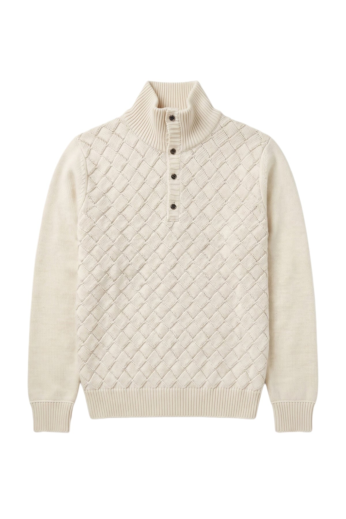 Chemise à col montant et manches longues avec boutons en cachemire - Blond Fawn