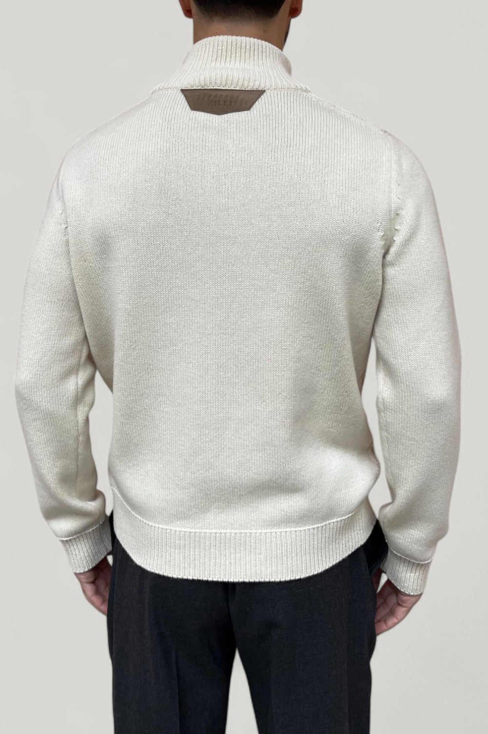 Chemise à col montant et manches longues avec boutons en cachemire - Blond Fawn