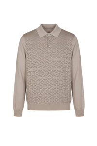 Wool jacquard polo shirt - Beige