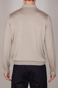 Wool jacquard polo shirt - Beige