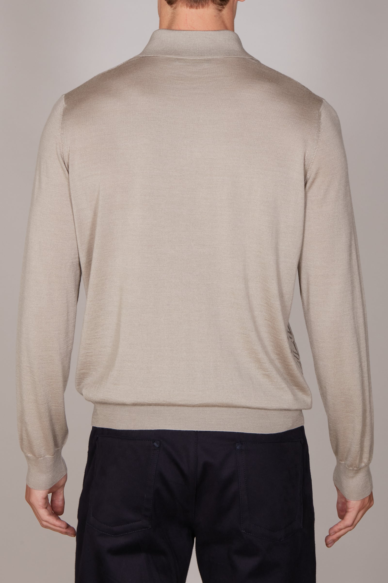 Wool jacquard polo shirt - Beige