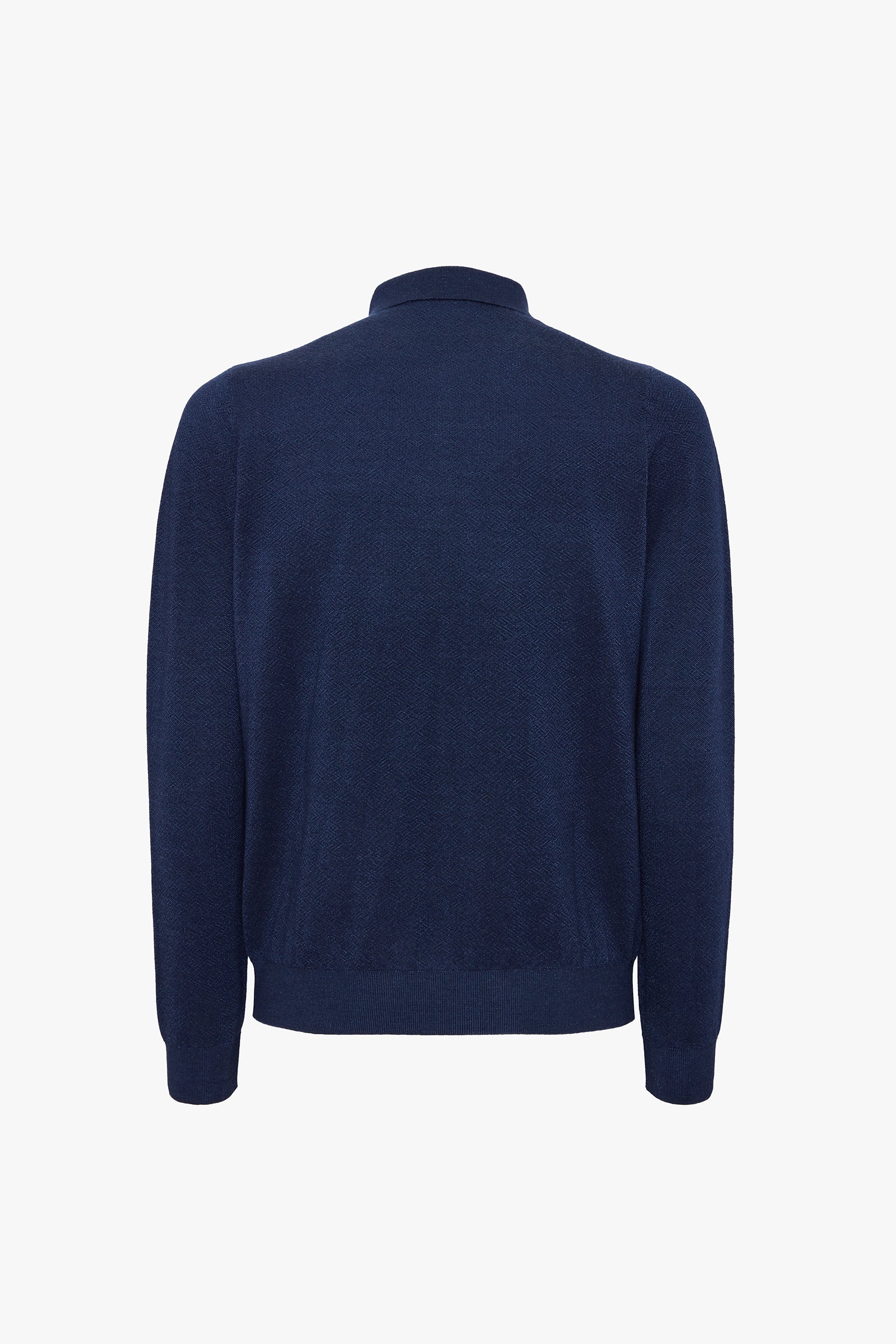 Pull zippé à motif jacquard en laine - Bleu