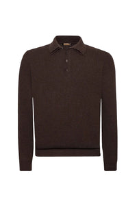 Wool-trimmed polo shirt - Brown