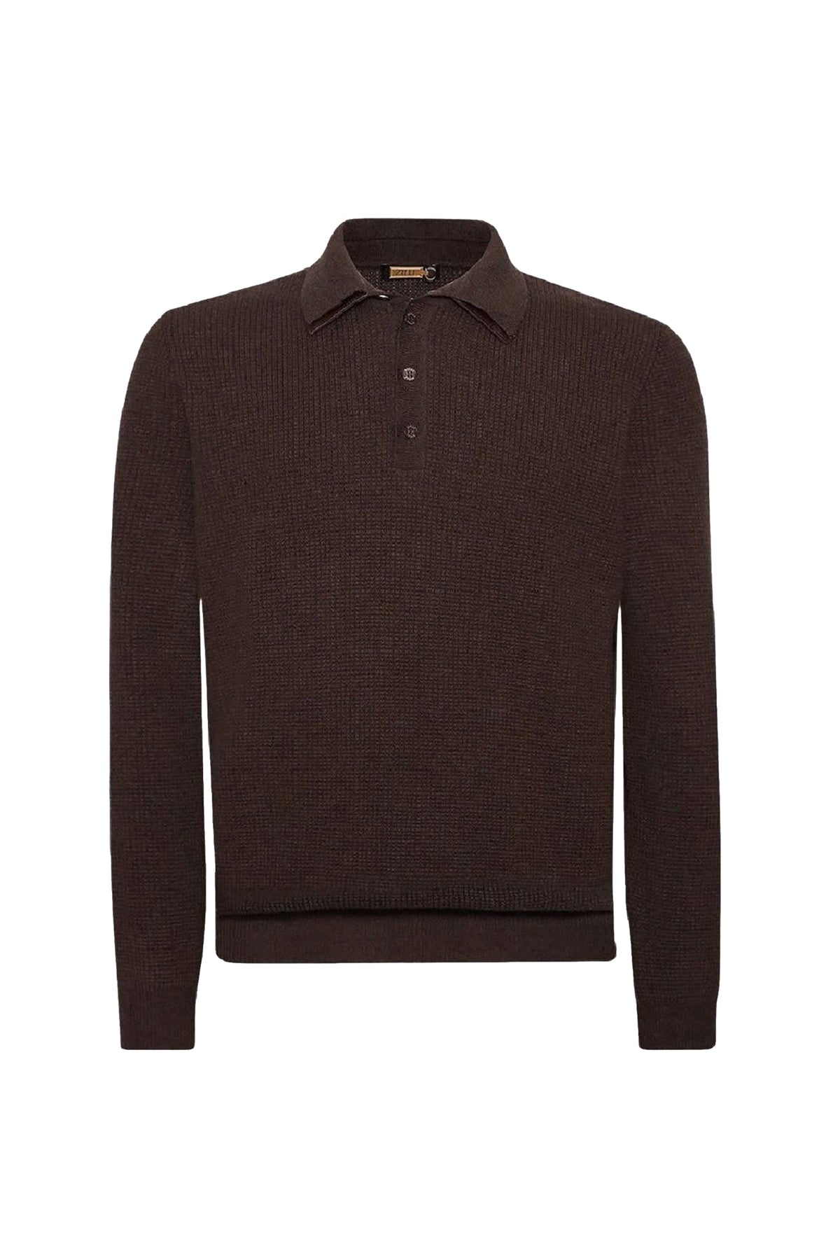 Wool-trimmed polo shirt - Brown