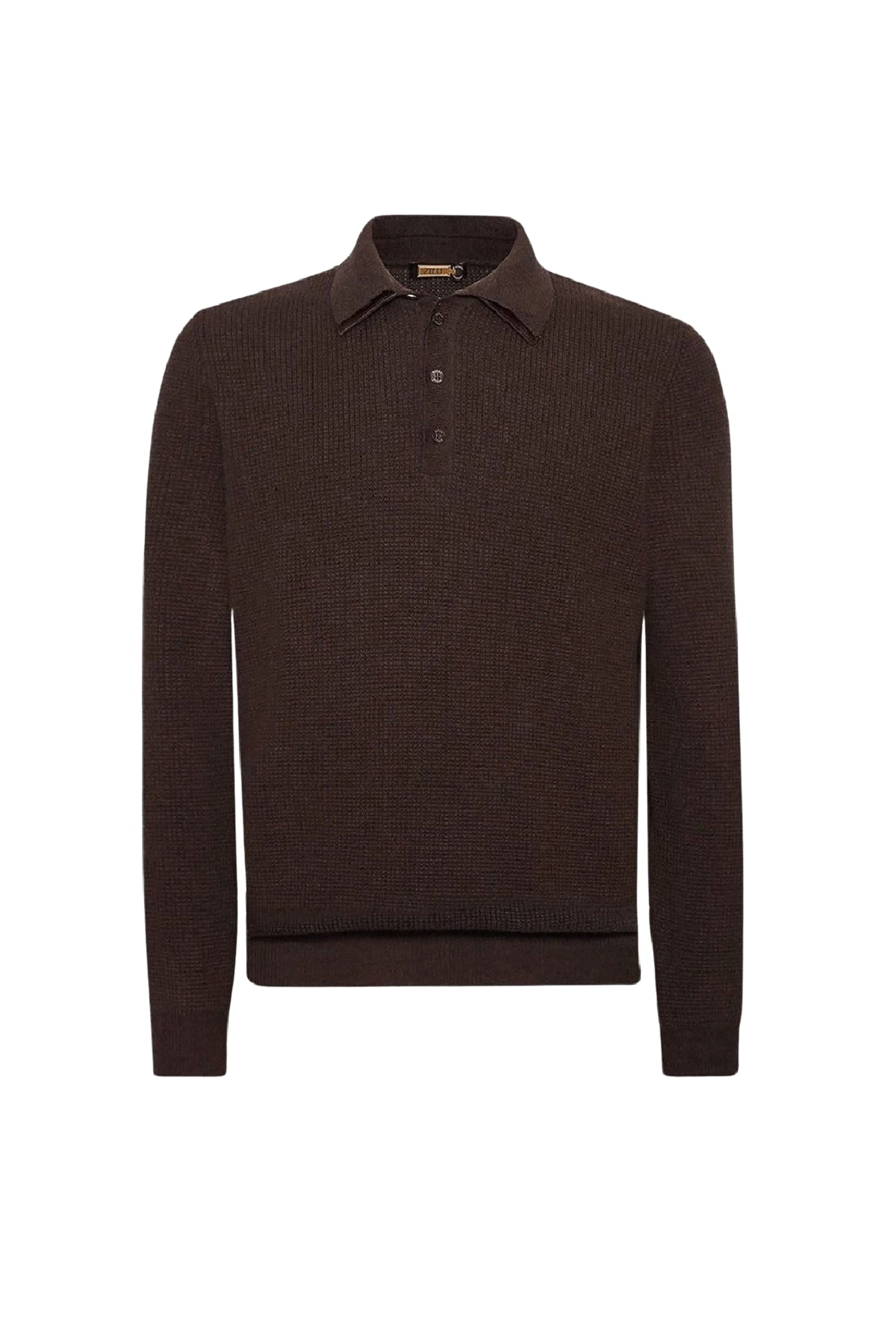 Polo à liseré en laine - Marron