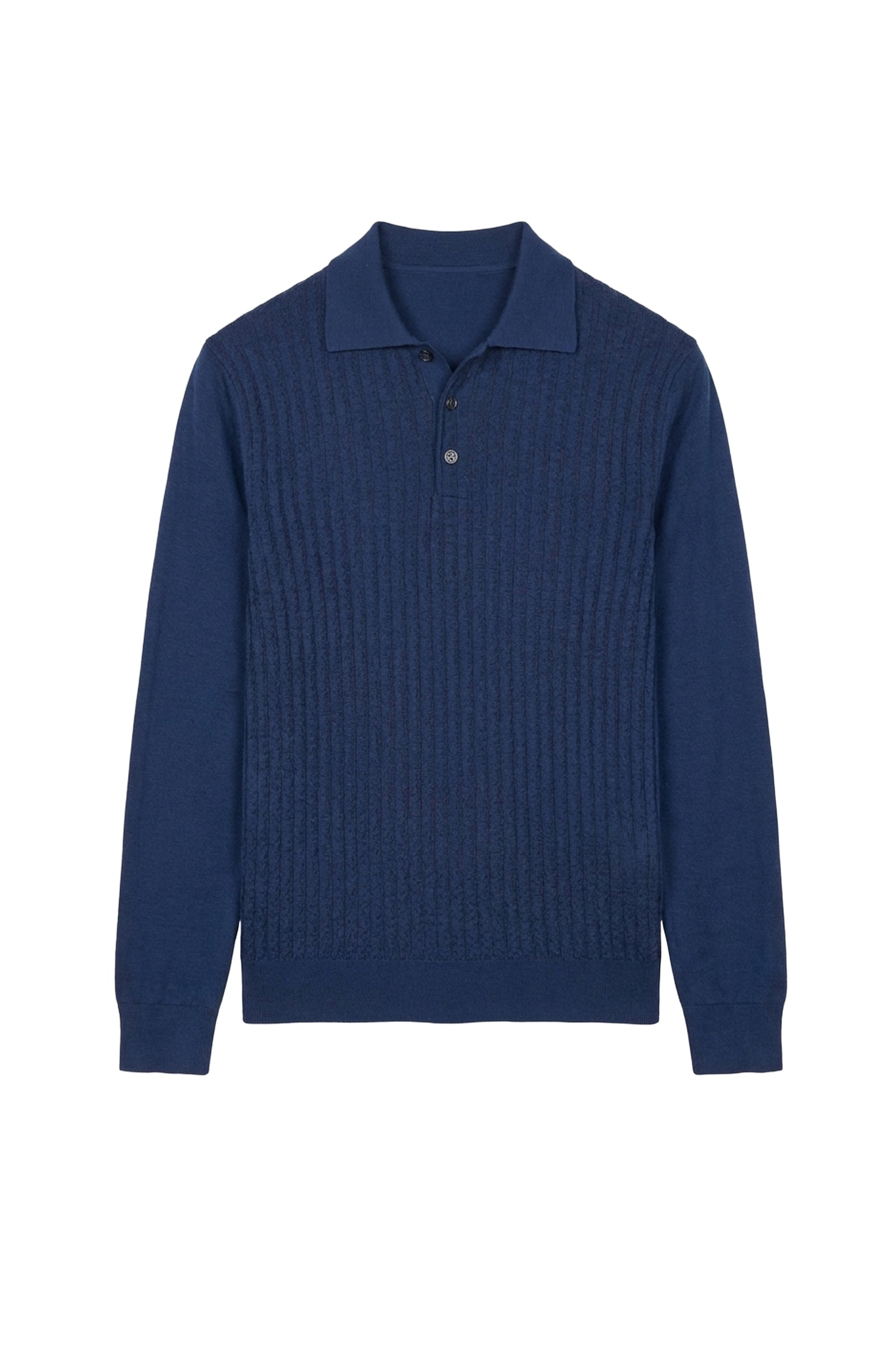 Polo à motif texturé en cachemire - Bleu