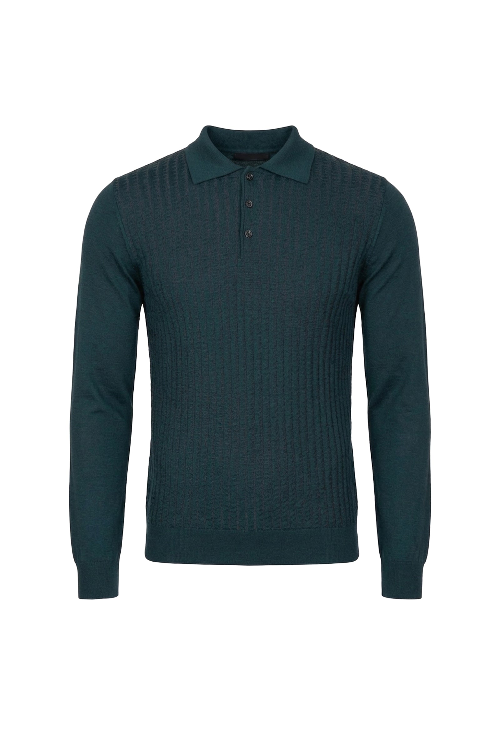Textured cashmere polo shirt - Green
