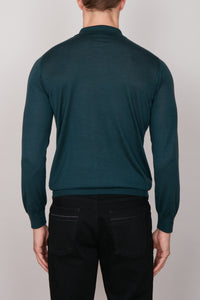 Textured cashmere polo shirt - Green
