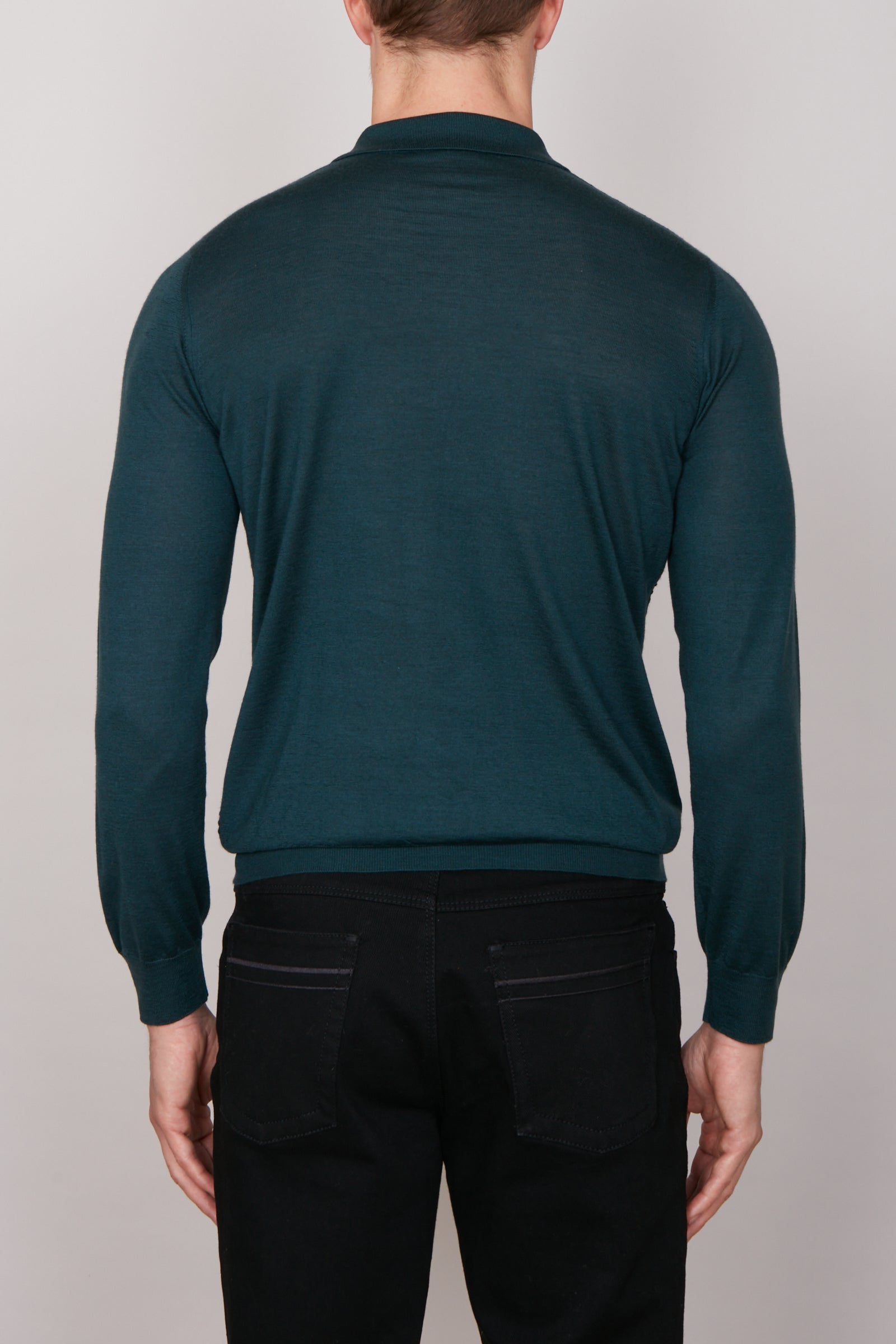 Textured cashmere polo shirt - Green