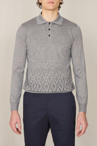 Polo boutonné à motifs en cachemire - Soft Grey