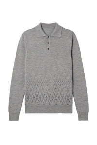 Polo boutonné à motifs en cachemire - Soft Grey