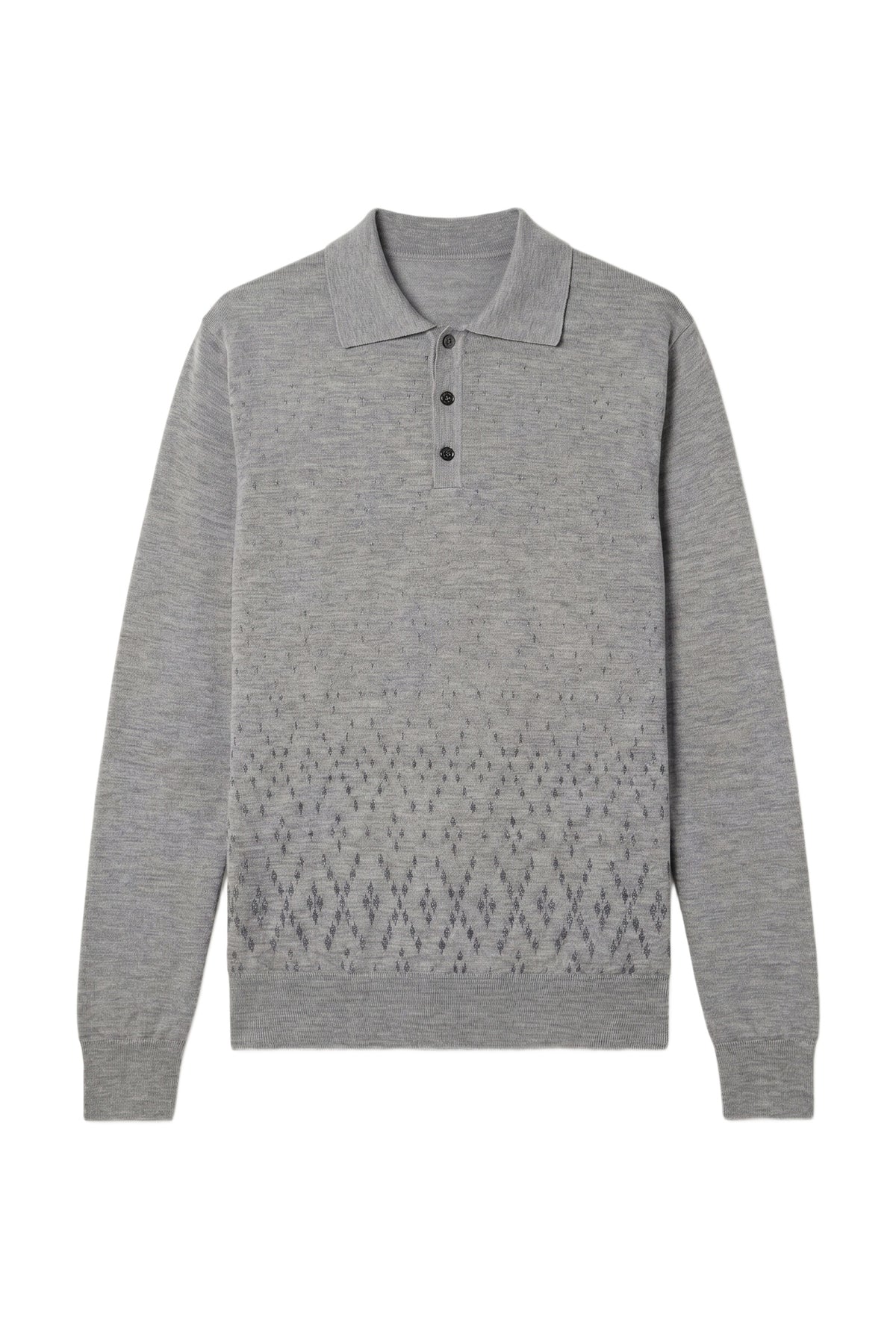 Polo boutonné à motifs en cachemire - Soft Grey