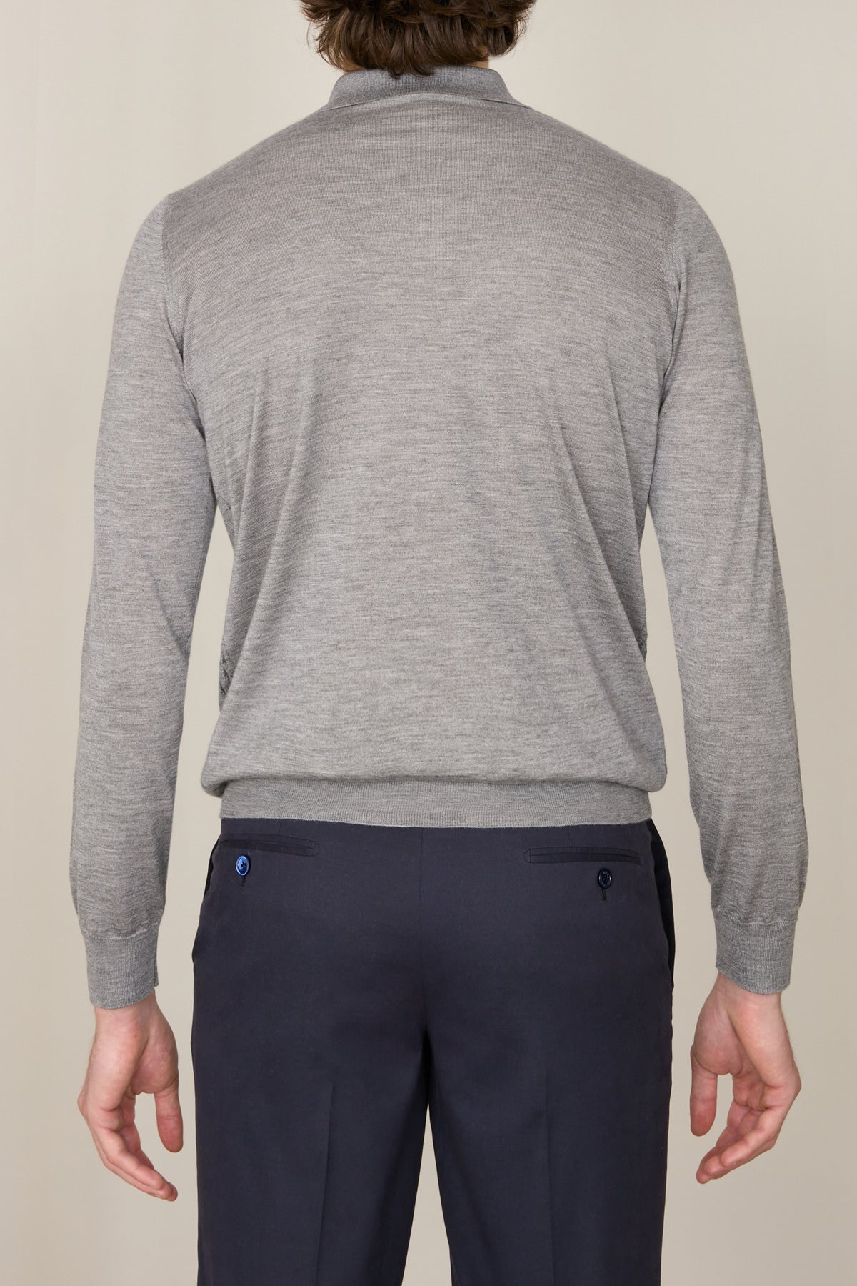 Polo boutonné à motifs en cachemire - Soft Grey