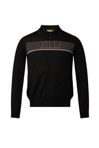 Polo à bande logo en cachemire - Noir & Beige